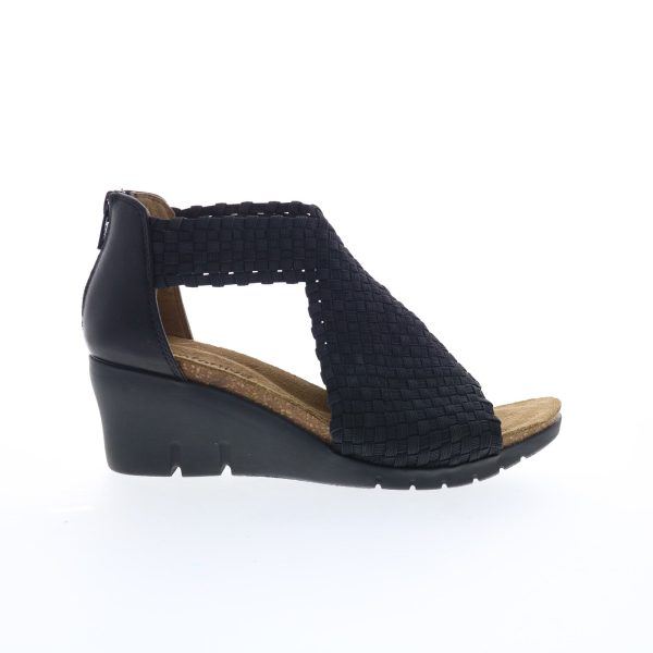 Comfortiva Alesha CT0030201 Womens Black Canvas Zipper Wedges Sandals Shoes Hot on Sale