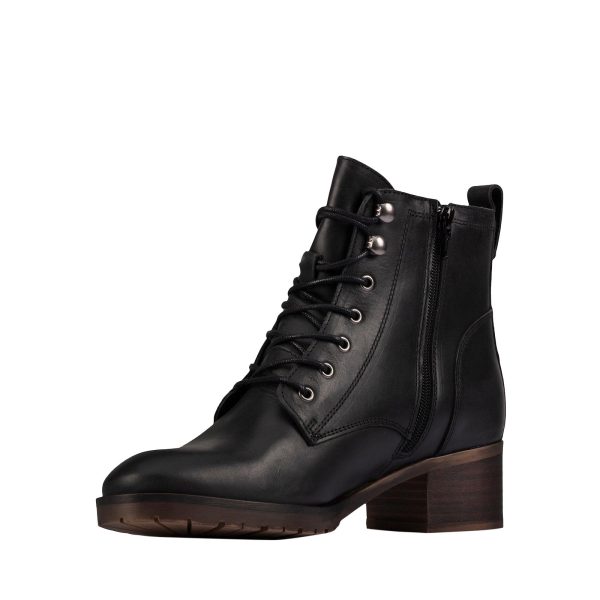 Clarks Mila Lace 26151658 Womens Black Leather Lace Up Ankle & Booties Boots Sale - Image 4