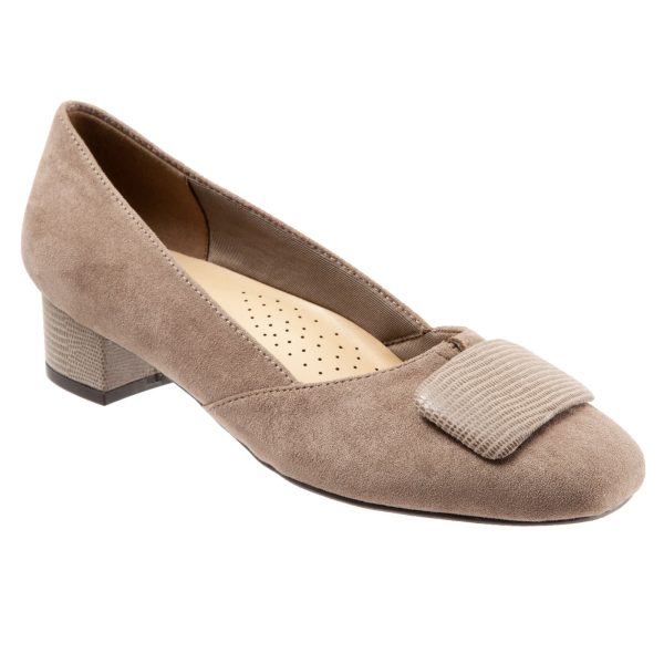 Trotters Delse T1852-135 Womens Brown Wide Suede Slip On Pumps Heels Shoes Discount - Image 2
