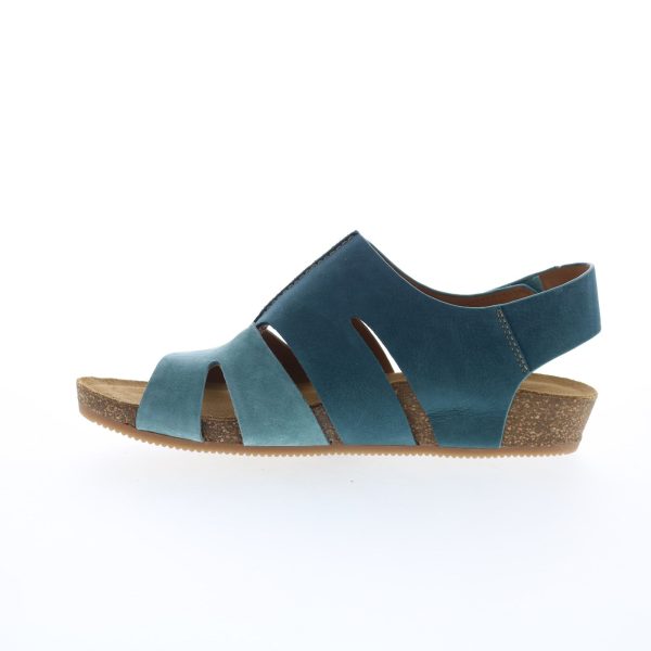 Comfortiva Gayle CT0013006 Womens Blue Wide Nubuck Strap Sandals Shoes For Sale - Image 3