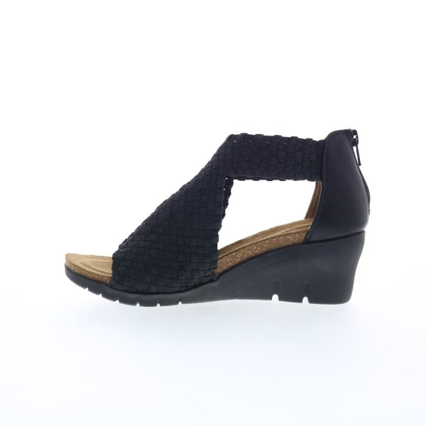 Comfortiva Alesha CT0030201 Womens Black Canvas Zipper Wedges Sandals Shoes Hot on Sale - Image 3
