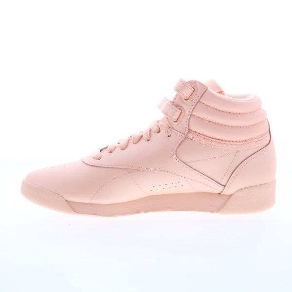 Reebok Freestyle Hi Womens Orange Leather Lace Up Lifestyle Sneakers Shoes Cheap - Image 5