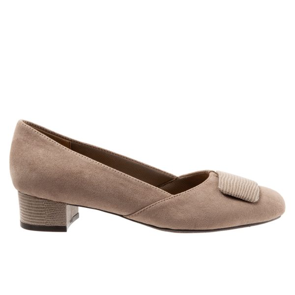 Trotters Delse T1852-135 Womens Brown Wide Suede Slip On Pumps Heels Shoes Discount
