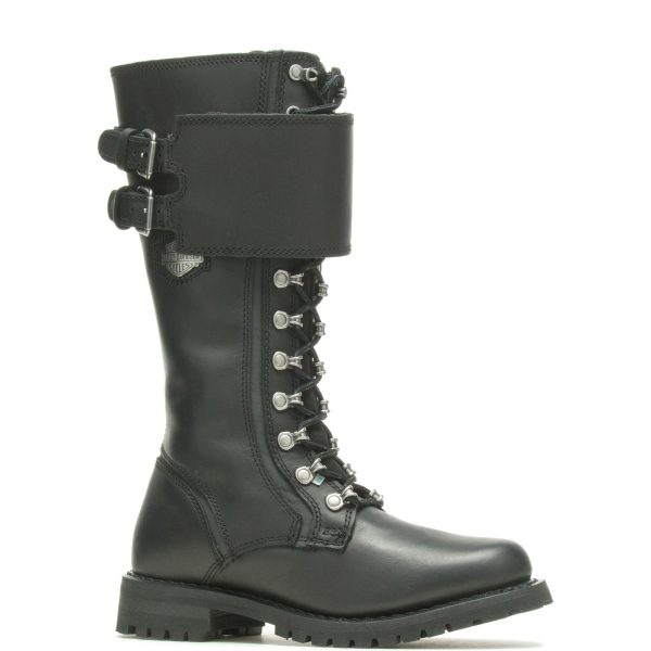 Harley-Davidson Grimes 12  Lace D87205 Womens Black Leather Motorcycle Boots Cheap - Image 2