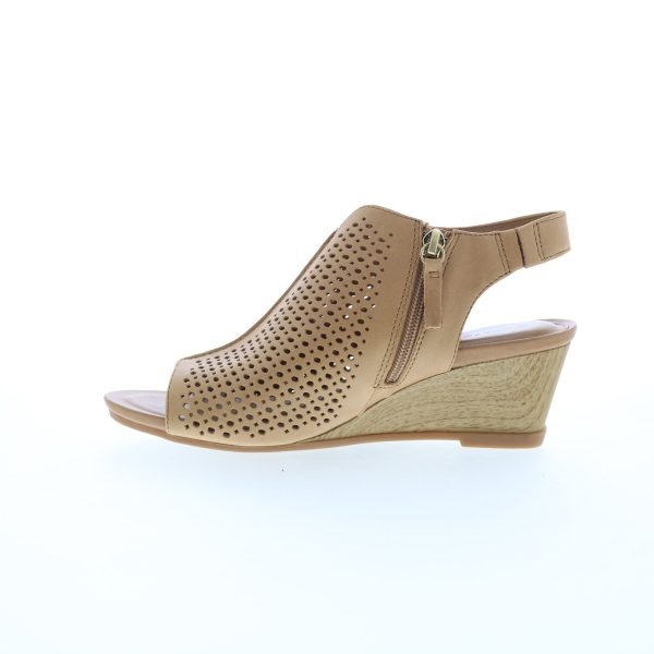 Comfortiva Skilyn CT0011000 Womens Brown Leather Zipper Wedges Sandals Shoes Online Hot Sale - Image 3