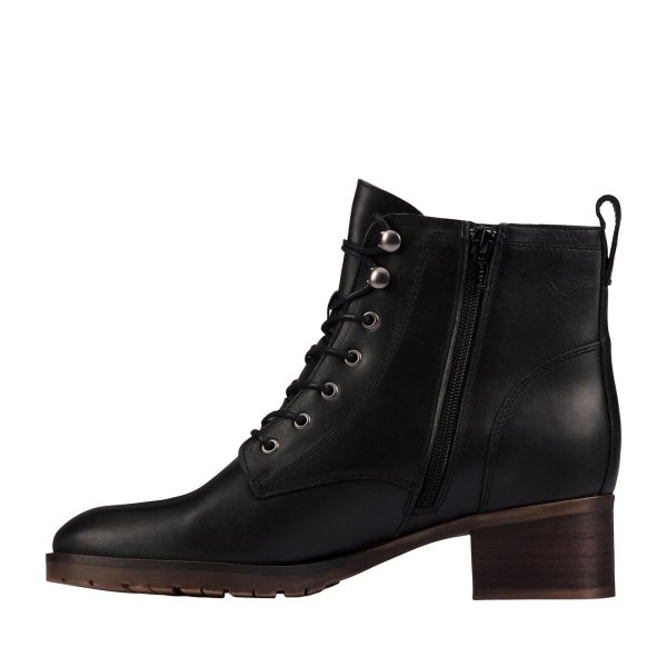Clarks Mila Lace 26151658 Womens Black Leather Lace Up Ankle & Booties Boots Sale - Image 5