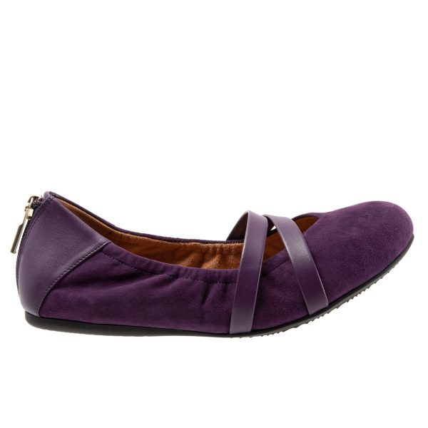 Softwalk Sierra S1962-720 Womens Purple Leather Mary Jane Flats Shoes Fashion