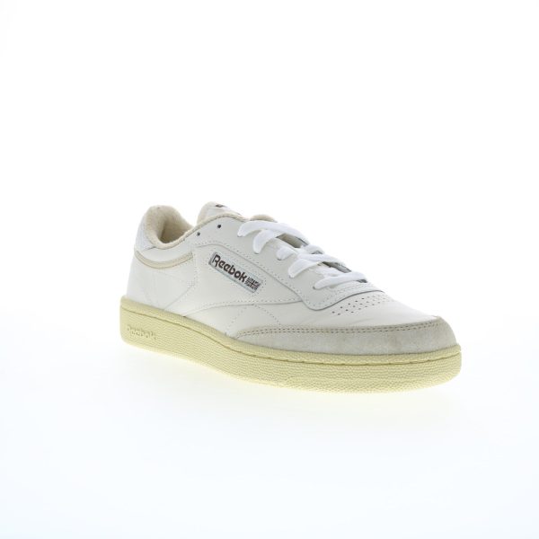 Reebok Club C 85 Mens Beige Leather Lace Up Lifestyle Sneakers Shoes Hot on Sale - Image 2