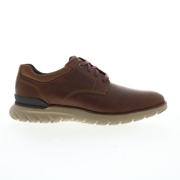 Rockport Total Motion Sport Plain Toe Oxford Mens Brown Wide Oxfords Shoes For Sale