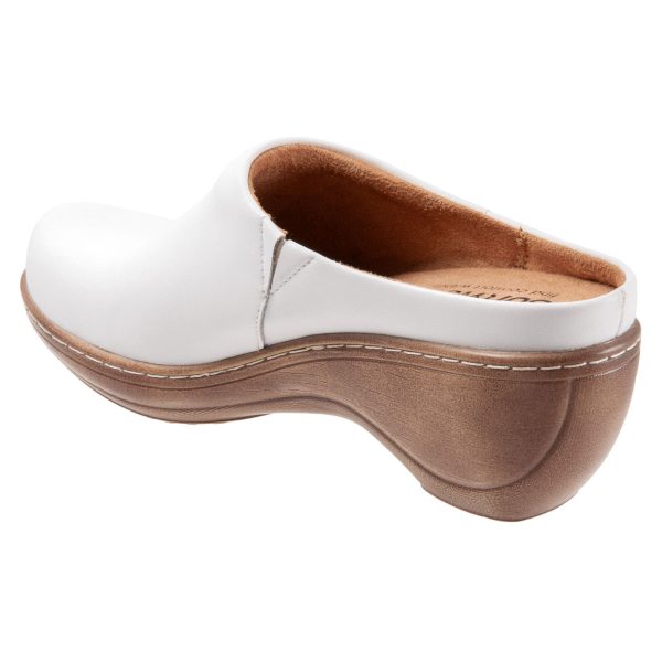 Softwalk Madison S2056-100 Womens White Narrow Leather Clog Flats Shoes Sale - Image 5
