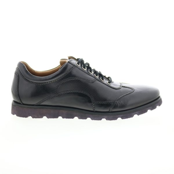 Robert Zur Rally Poggio Mens Black Leather Lace Up Lifestyle Sneakers Shoes For Discount