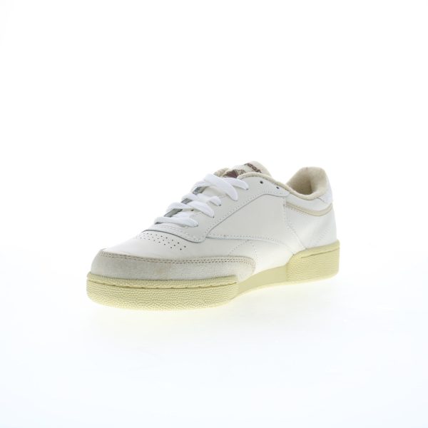 Reebok Club C 85 Mens Beige Leather Lace Up Lifestyle Sneakers Shoes Hot on Sale - Image 4