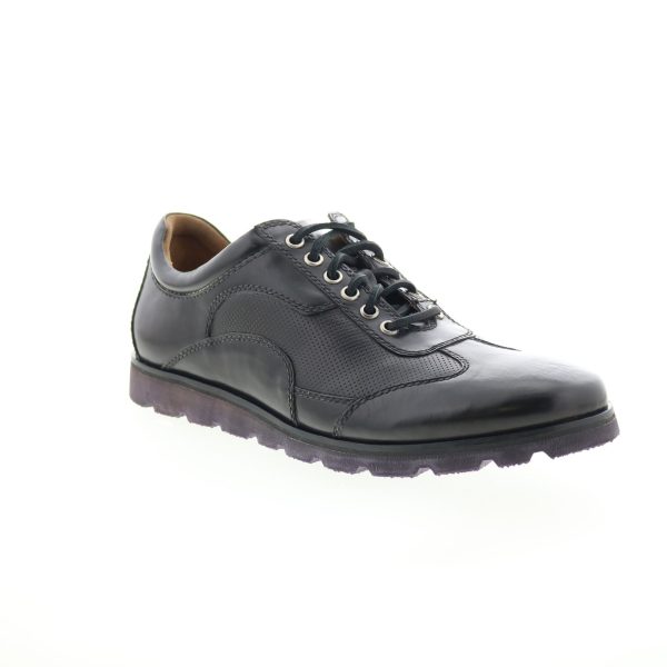 Robert Zur Rally Poggio Mens Black Leather Lace Up Lifestyle Sneakers Shoes For Discount - Image 2