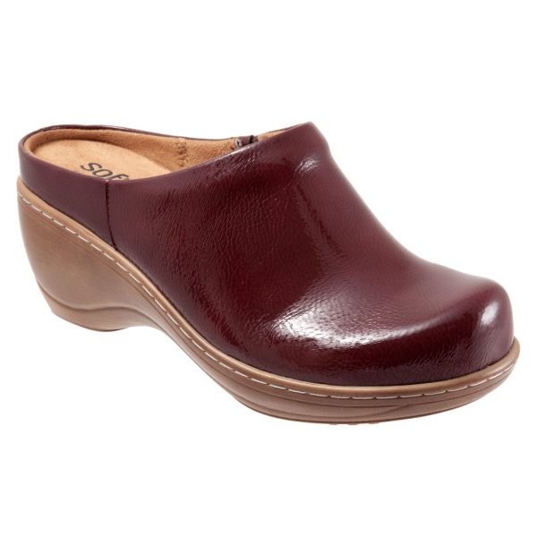 Softwalk Madison S2056-671 Womens Burgundy Leather Slip On Clog Flats Shoes Fashion - Image 2