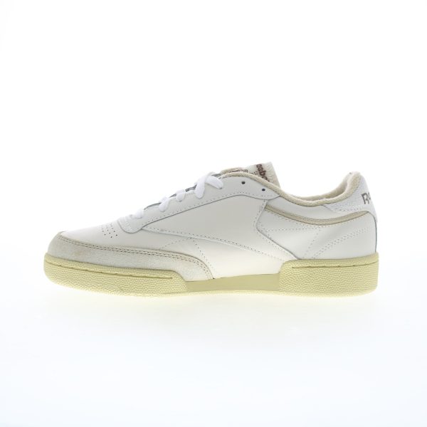 Reebok Club C 85 Mens Beige Leather Lace Up Lifestyle Sneakers Shoes Hot on Sale - Image 5