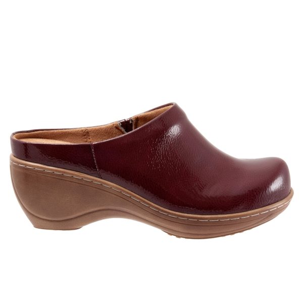 Softwalk Madison S2056-671 Womens Burgundy Leather Slip On Clog Flats Shoes Fashion