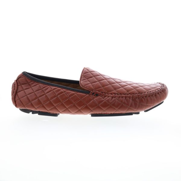 Robert Zur Quinn Mens Brown Leather Loafers & Slip Ons Moccasin Shoes For Cheap
