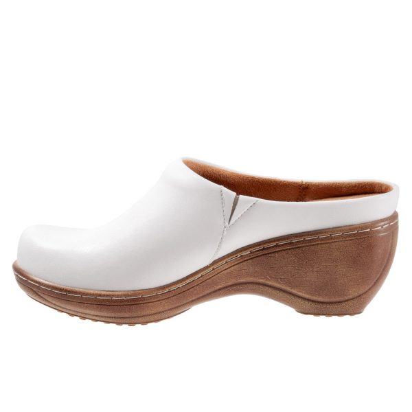 Softwalk Madison S2056-100 Womens White Narrow Leather Clog Flats Shoes Sale - Image 4