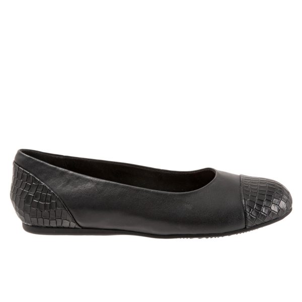 Softwalk Sonoma Cap Toe S1907-027 Womens Black Extra Wide Ballet Flats Shoes Cheap