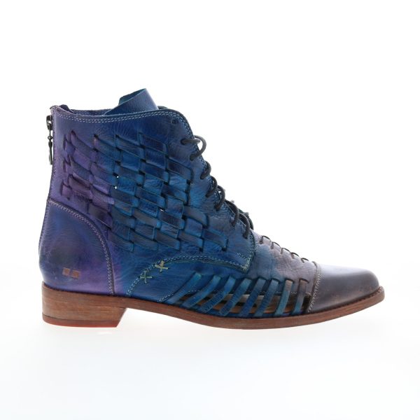 Bed Stu Loretta F328030 Womens Blue Leather Zipper Casual Dress Boots Hot on Sale