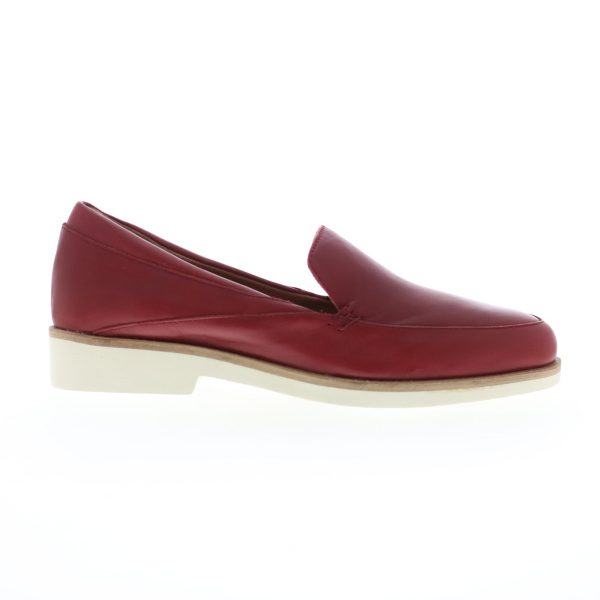 Softwalk Windor S2111-601 Womens Red Wide Leather Loafer Flats Shoes Sale