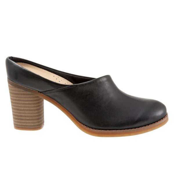 Softwalk Keya S1855-001 Womens Black Wide Leather Mules Heels Shoes Hot on Sale