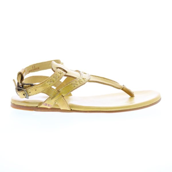 Bed Stu Moon F373152 Womens Yellow Leather Hook & Loop Strap Sandals Shoes Fashion
