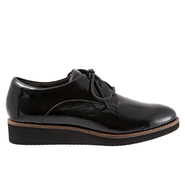 Softwalk Willis S1811-005 Womens Black Leather Lace Up Oxford Flats Shoes on Sale