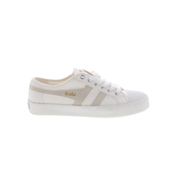 Gola Coaster Raffia CLB502 Womens White Canvas Lifestyle Sneakers Shoes Discount