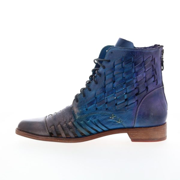 Bed Stu Loretta F328030 Womens Blue Leather Zipper Casual Dress Boots Hot on Sale - Image 3