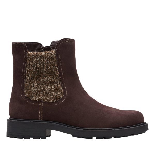 Clarks Opal Sky 26167848 Womens Brown Suede Slip On Chelsea Boots For Cheap