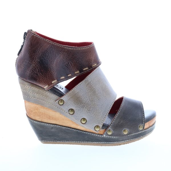 Bed Stu Jessie F386015 Womens Gray Leather Zipper Wedges Heels Shoes Online now