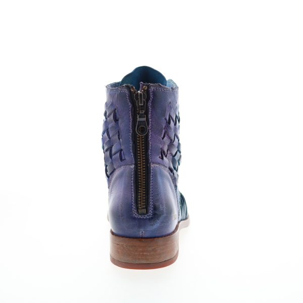 Bed Stu Loretta F328030 Womens Blue Leather Zipper Casual Dress Boots Hot on Sale - Image 4