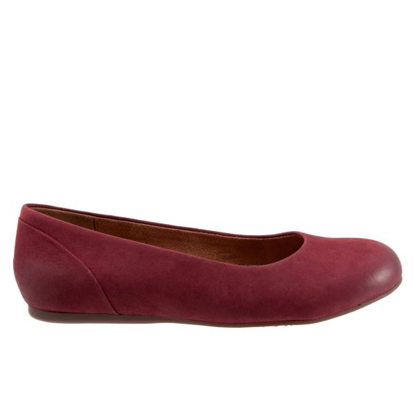 Softwalk Sonoma S1862-662 Womens Burgundy Narrow Leather Ballet Flats Shoes Online
