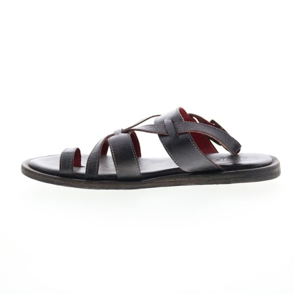 Bed Stu Manati II F373156 Womens Black Leather Hook & Loop Strap Sandals Shoes For Discount - Image 3