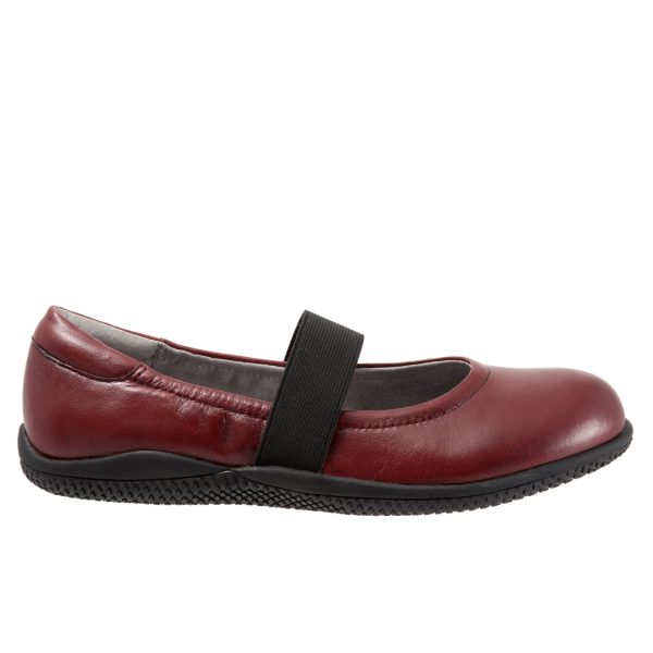 Softwalk High Point S1466-611 Womens Red Narrow Leather Mary Jane Flats Shoes on Sale