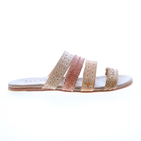 Bed Stu Henna F373043 Womens Beige Leather Slip On Slides Sandals Shoes Supply