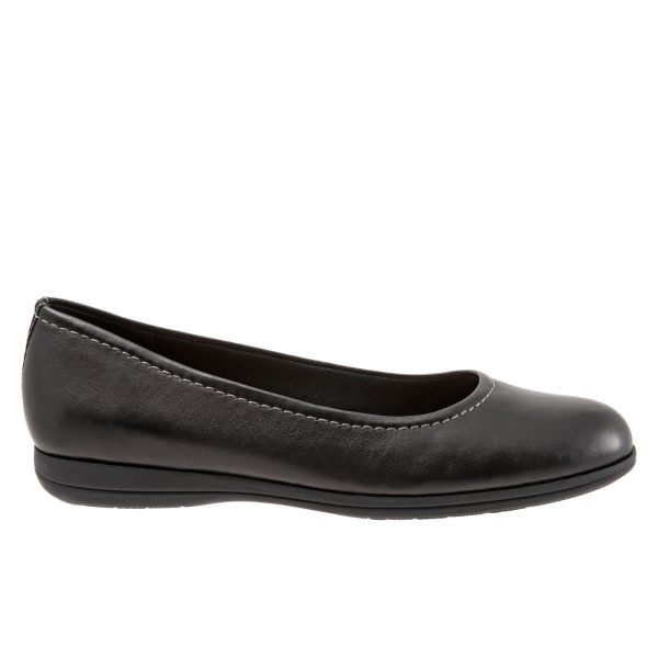 Trotters Darcey T1904-001 Womens Black Leather Slip On Ballet Flats Shoes Online Sale