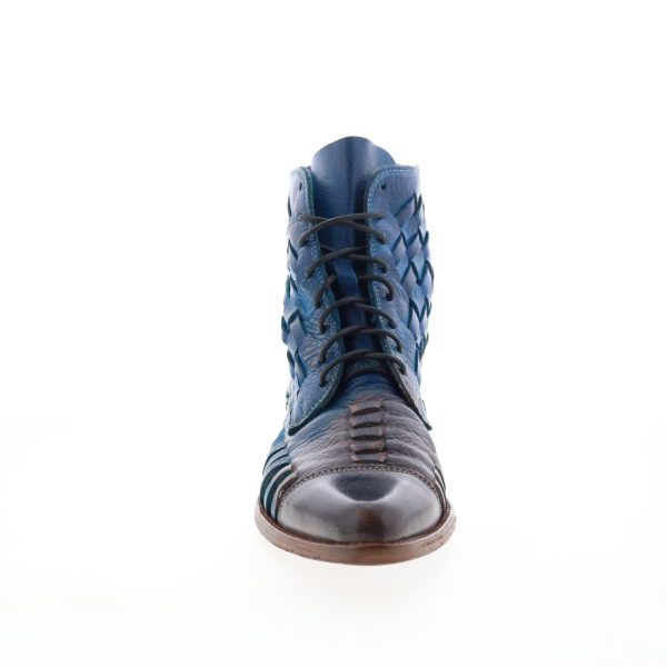 Bed Stu Loretta F328030 Womens Blue Leather Zipper Casual Dress Boots Hot on Sale - Image 2