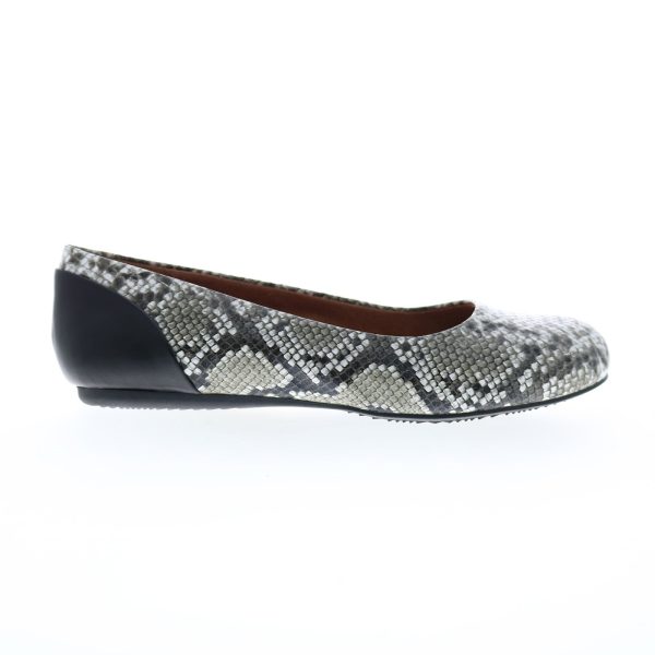 Softwalk Sonoma S1862-028 Womens Gray Wide Leather Ballet Flats Shoes Fashion