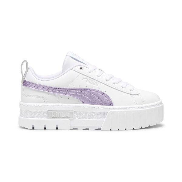 Puma Mayze Glow-Up 39838402 Womens White Leather Lifestyle Sneakers Shoes Cheap