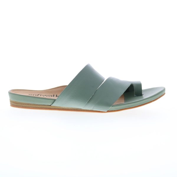 Softwalk Cairo S2204-312 Womens Green Wide Leather Slides Sandals Shoes Online Hot Sale