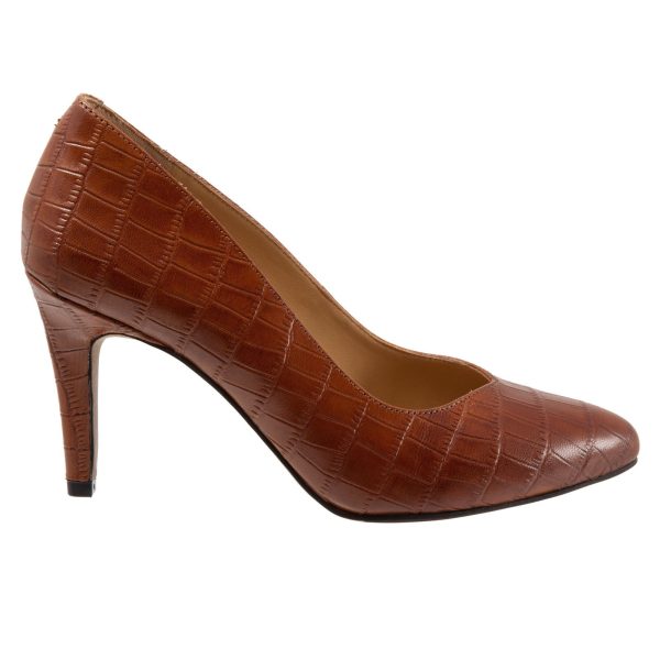 Trotters Angie T2050-291 Womens Brown Wide Leather Slip On Pumps Heels Shoes Online Hot Sale