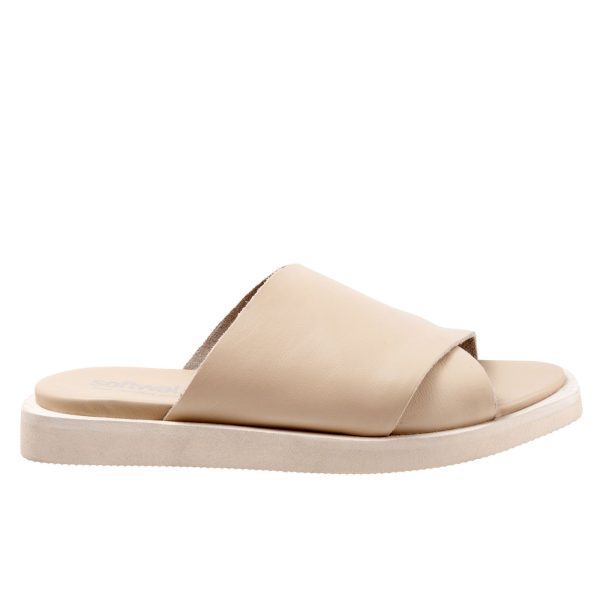 Softwalk Kara S2209-131 Womens Beige Leather Slip On Slides Sandals Shoes Hot on Sale