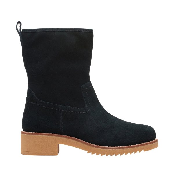 Clarks Eden Mid Hi 26161283 Womens Black Suede Casual Dress Boots For Cheap