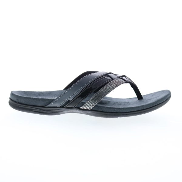 Spenco Triple Strap 20266 Womens Black Synthetic Flip-Flops Sandals Shoes on Sale