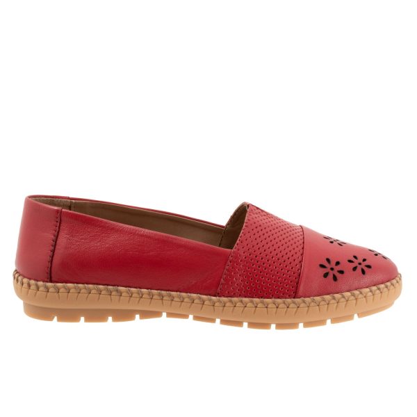 Trotters Ruby Perf T2320-600 Womens Red Leather Slip On Loafer Flats Shoes Discount