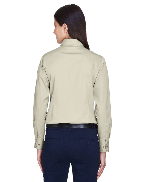 Harriton Ladies Long Sleeve Stain-Release Twill Shirt | Creme Supply - Image 2