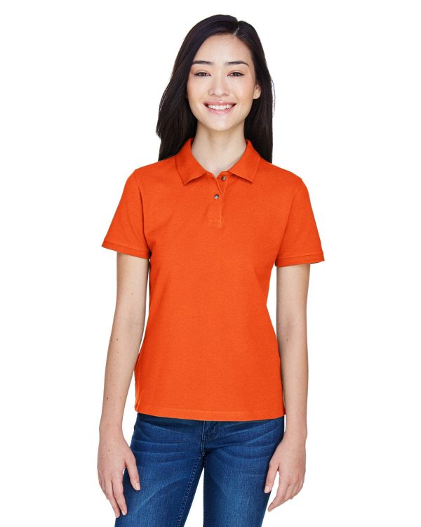 Harriton Ladies Cotton Pique Polo Shirt | Team Orange on Sale