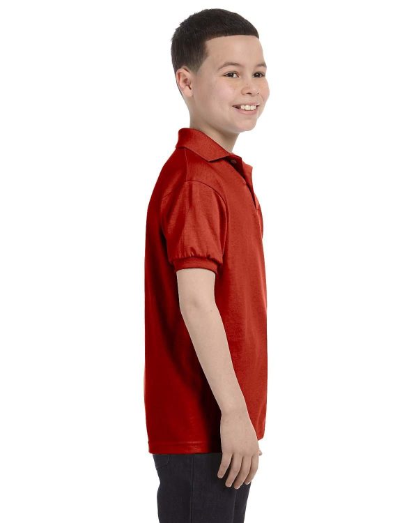 Hanes Youth Jersey Knit Polo Shirt | Deep Red Online Sale - Image 3